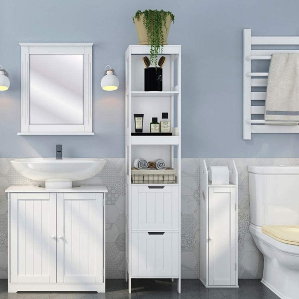 Latitude Run Lenn Freestanding Tall Bathroom Wayfair.co.uk